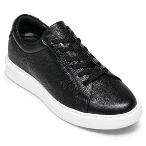 6 CM / 2.36 Inches CMR CHAMARIPA Casual Height Increase Shoes - Stylish Black Cowhide Leather Men's Sneakers