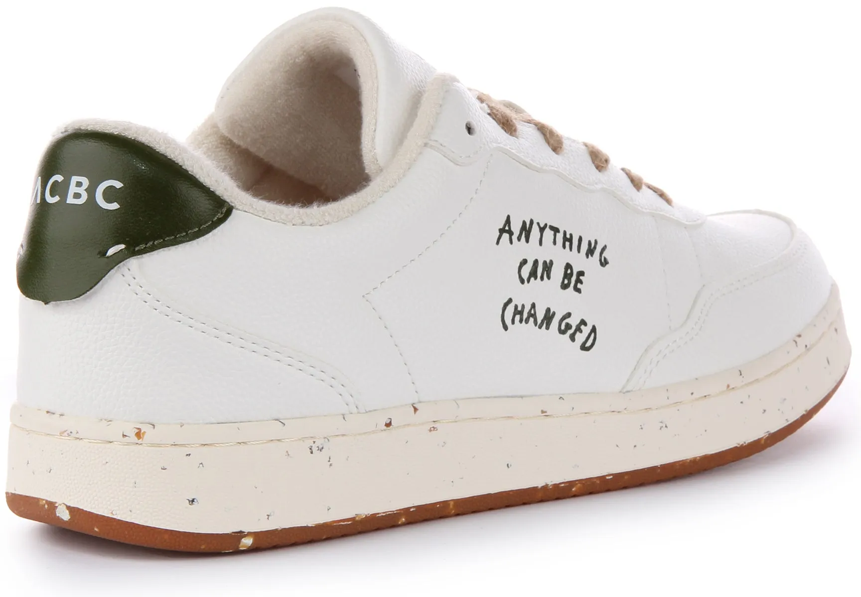 ACBC Lace Up Trainer In White Green For Unisex