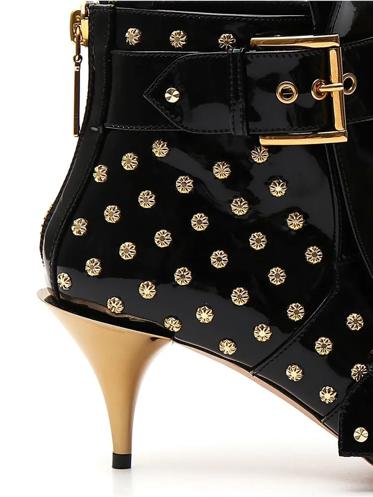 Alexander McQueen Studded Double Buckle Leather Boots