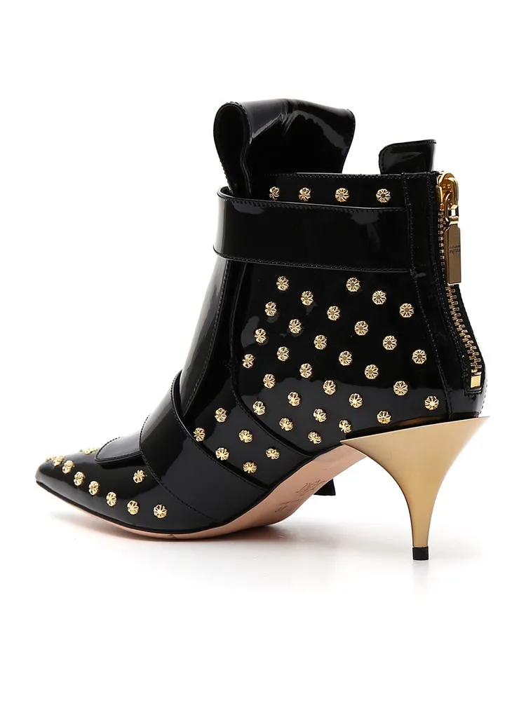 Alexander McQueen Studded Double Buckle Leather Boots