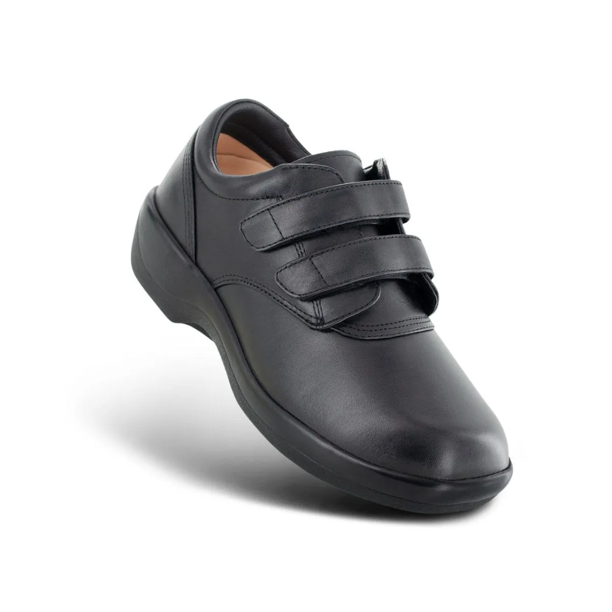 Apex 1260w Amb Conform Double Strap Velcro Women's Casual Shoe In Black