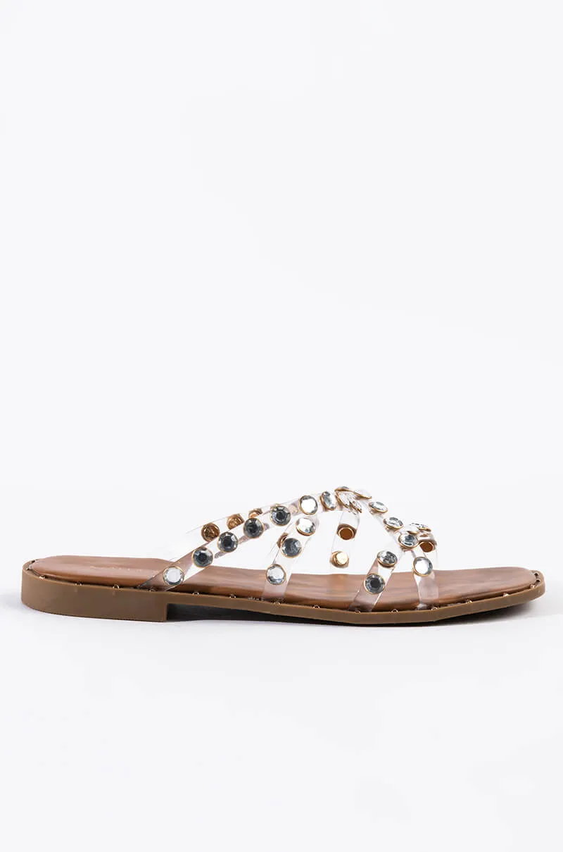 AZALEA WANG ALL DAY LONG FLAT SANDAL IN CLEAR PVC