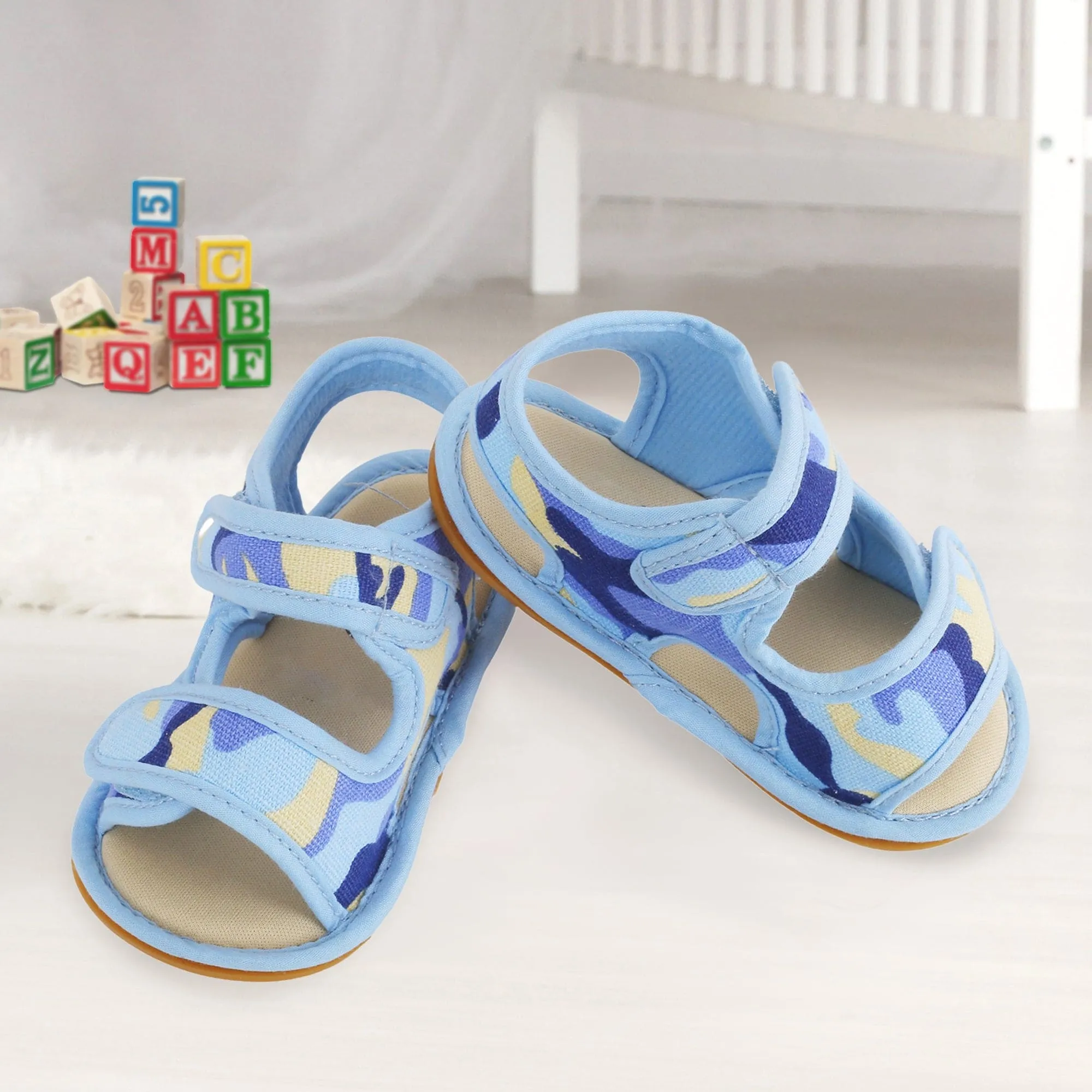 Baby Moo Camouflage Print Blue Open Toe Sandals