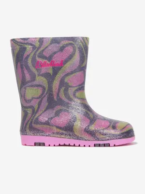 Billieblush Girls Glittery Heart Rain Boots in Navy