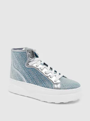 Blue Silver Queenly High-Top Sneakers