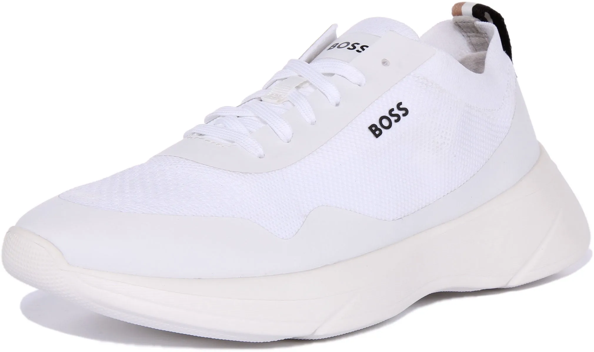 Boss Dean Runner Knit In White For Men