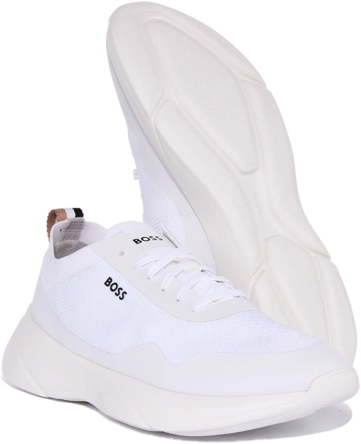 Boss Dean Runner Knit In White For Men