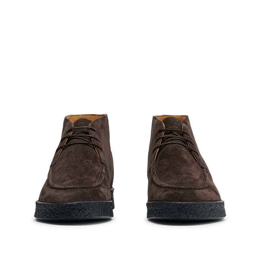 Chocolate Brown Suede Leather Plana Boots