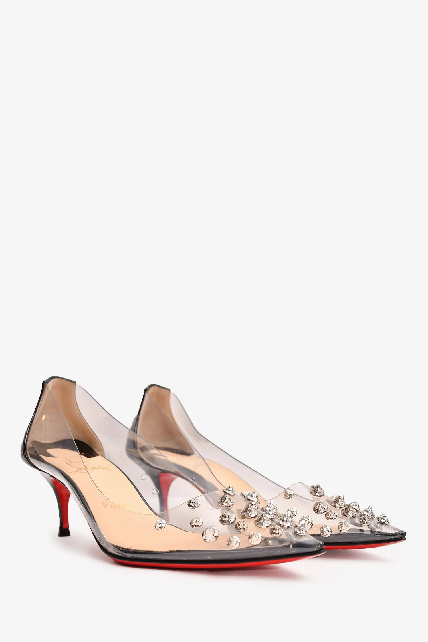 Christian Louboutin Back Patent Leather/PVC Studded Heels Size 38