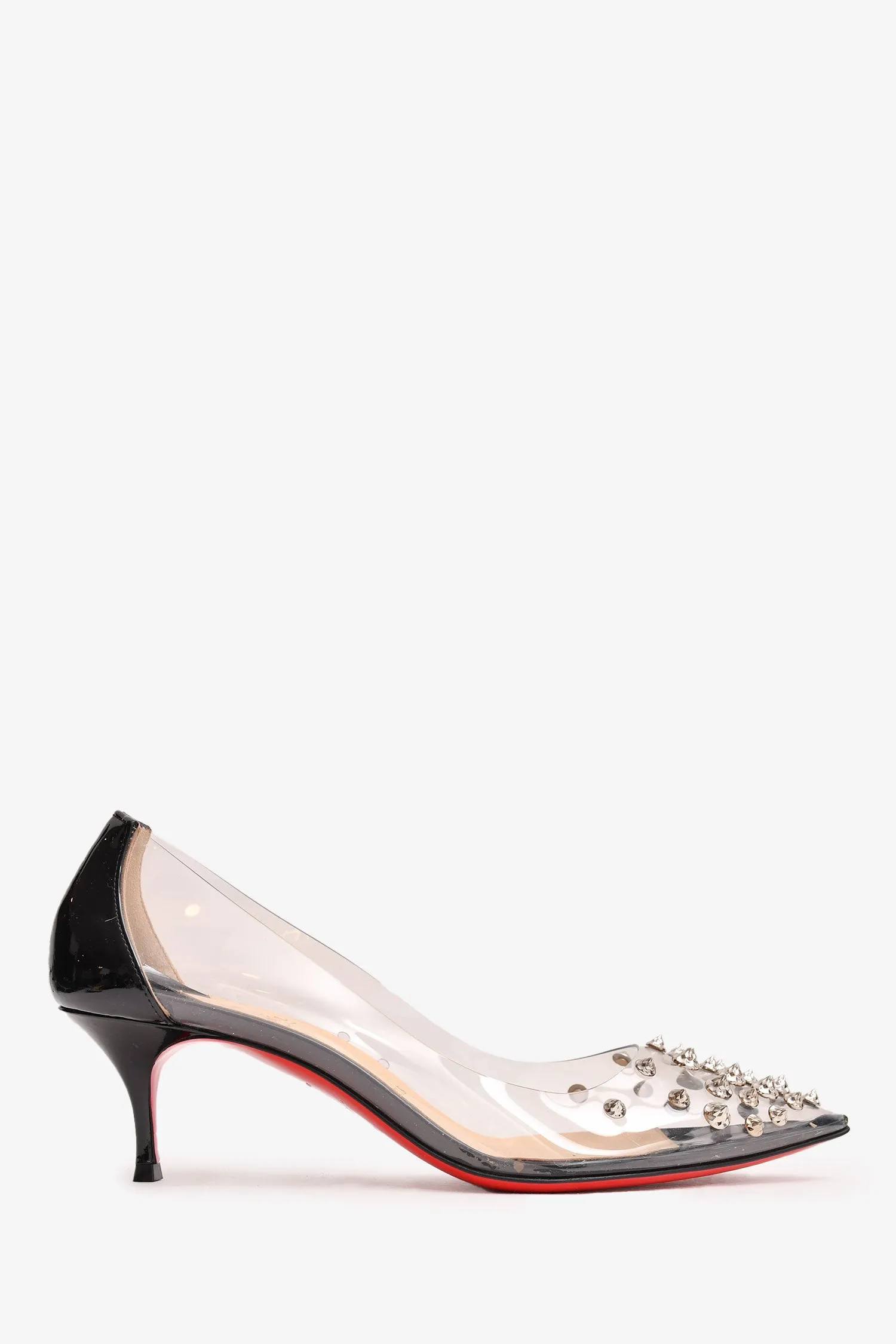 Christian Louboutin Back Patent Leather/PVC Studded Heels Size 38