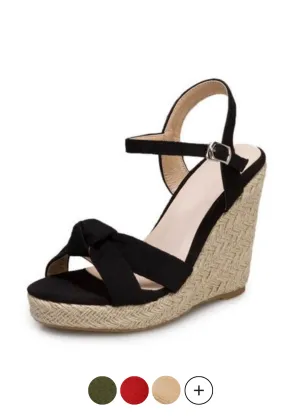 Creta Women's Elegant Wedge Black Sandal