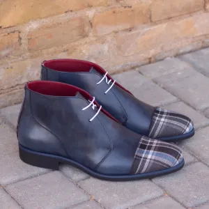 DapperFam Vivace in Plaid / Navy Men's Sartorial & Italian Leather Chukka