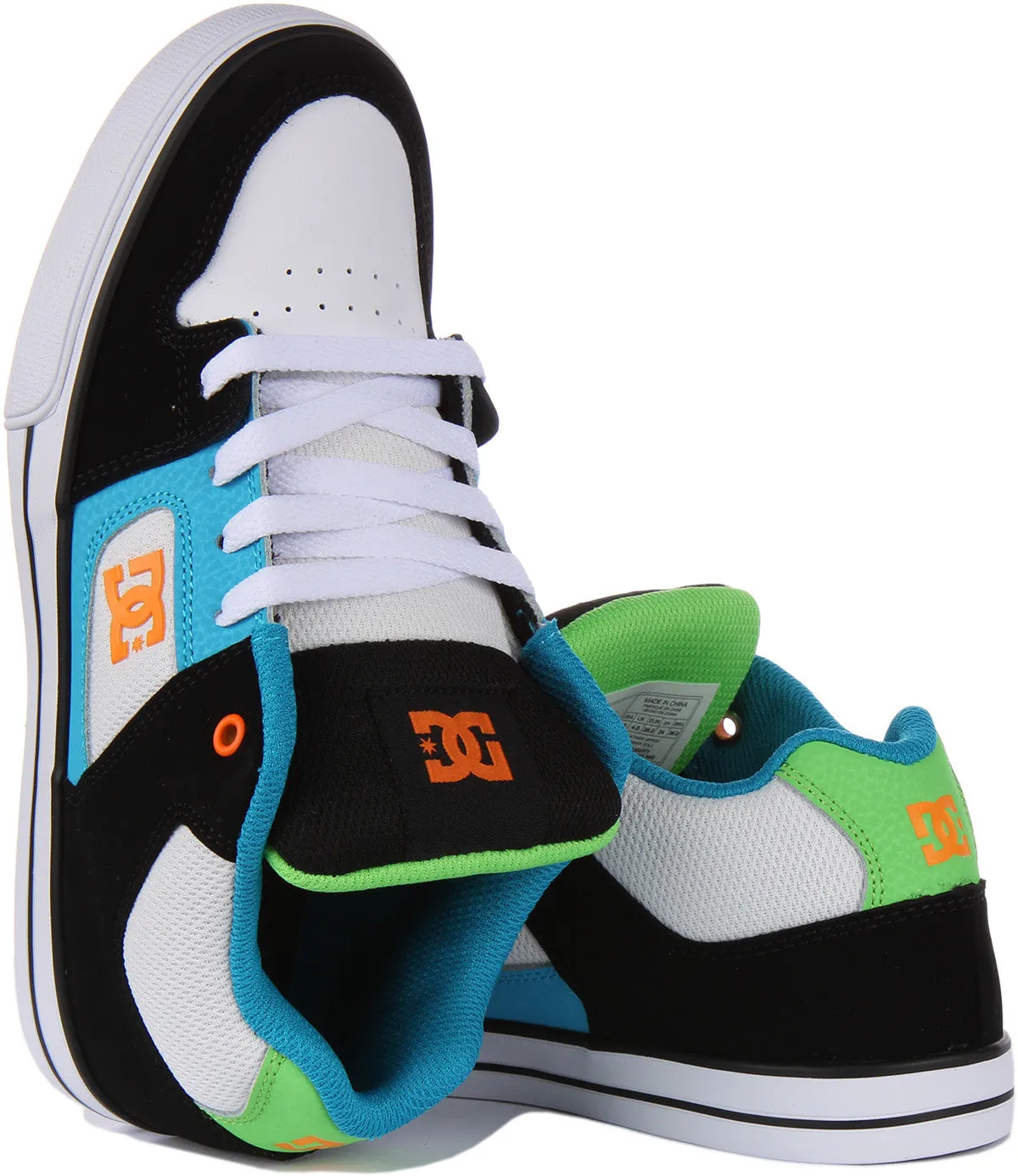 Dc Shoes Pure Mid In Black Blue For Youth