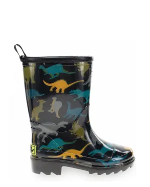 Dino Dimension Faux Fur Rain Boot - Black