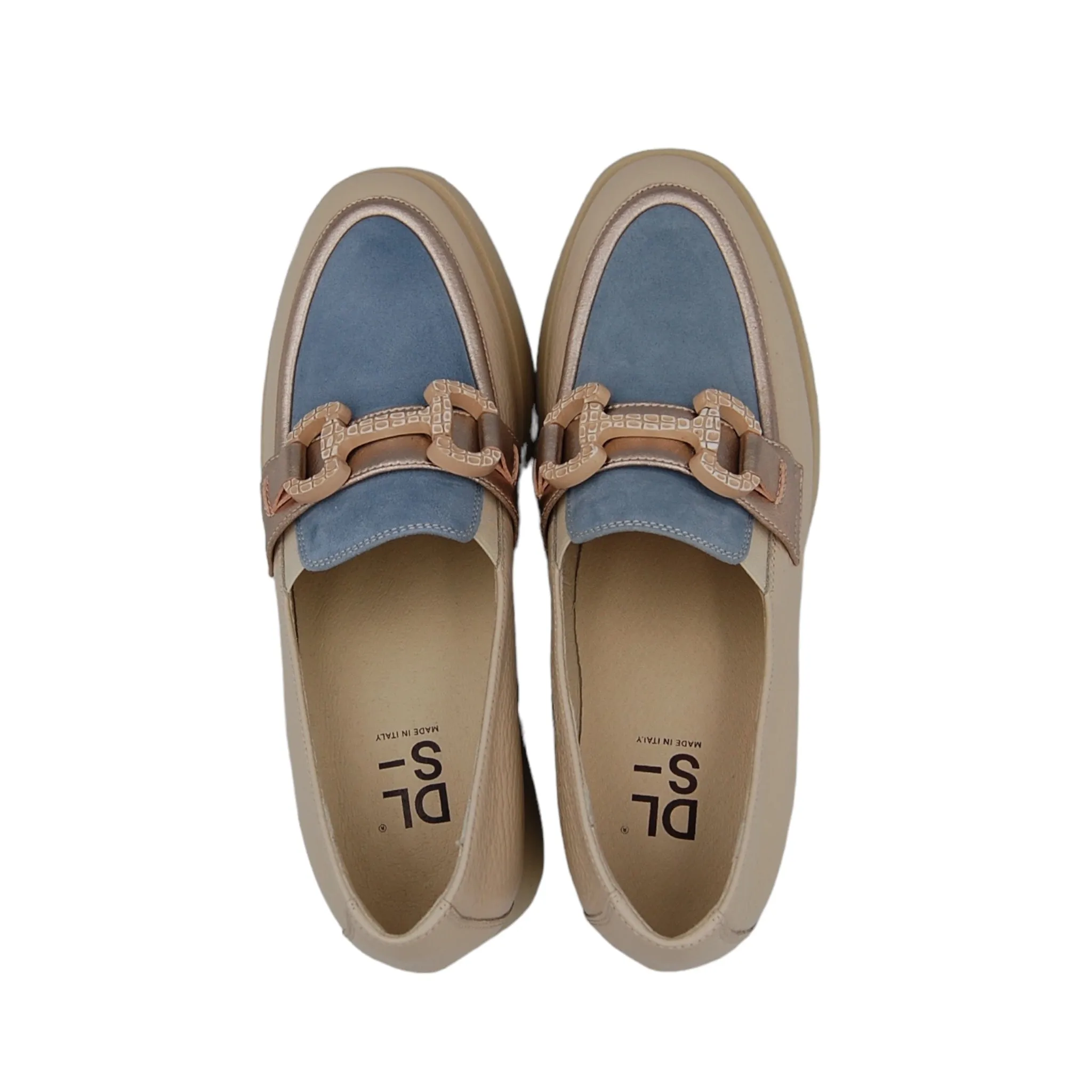 DL Sport Heeled Loafer Beige and Blue