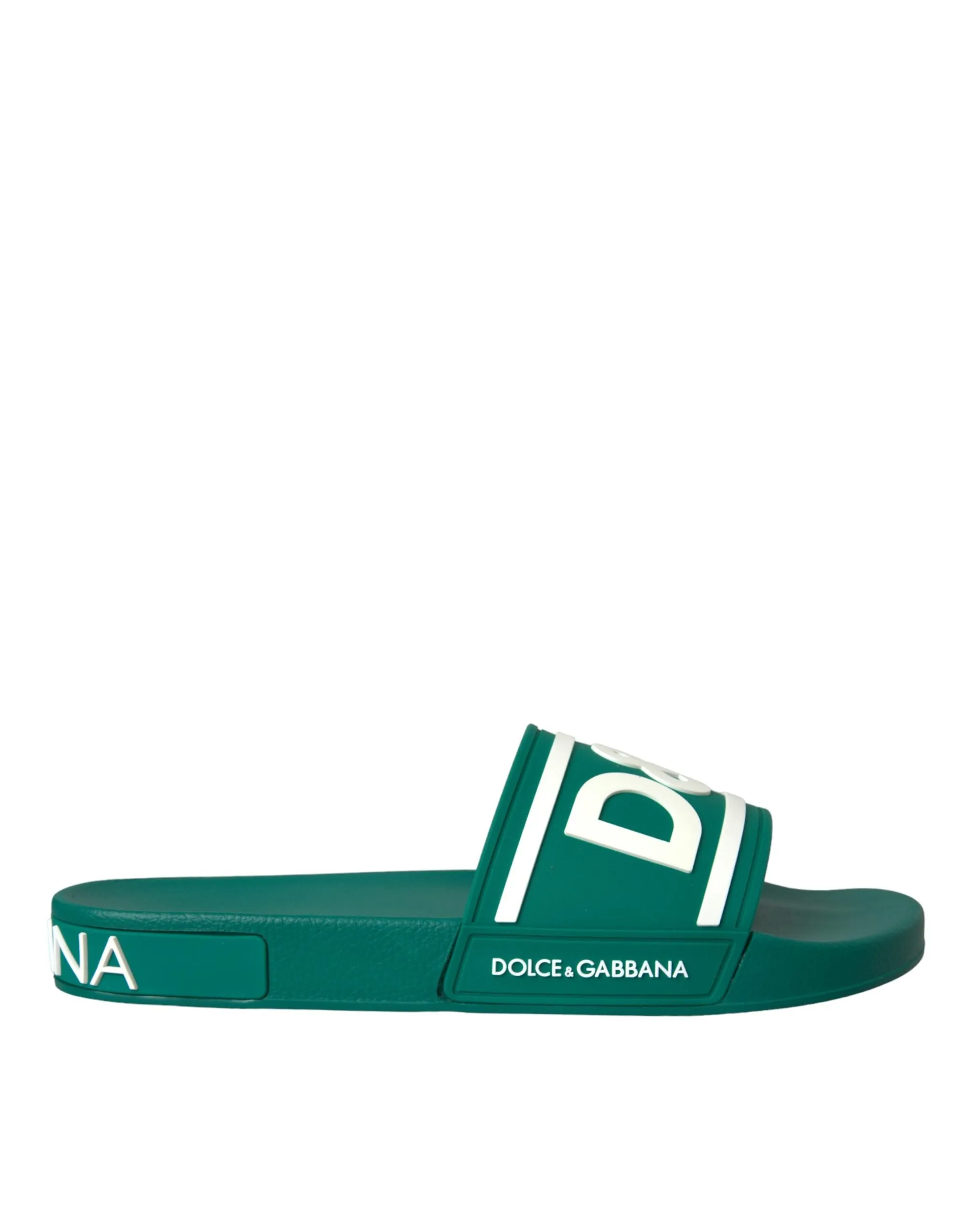 Dolce & Gabbana Green White Sandals Rubber Beachwear Shoes