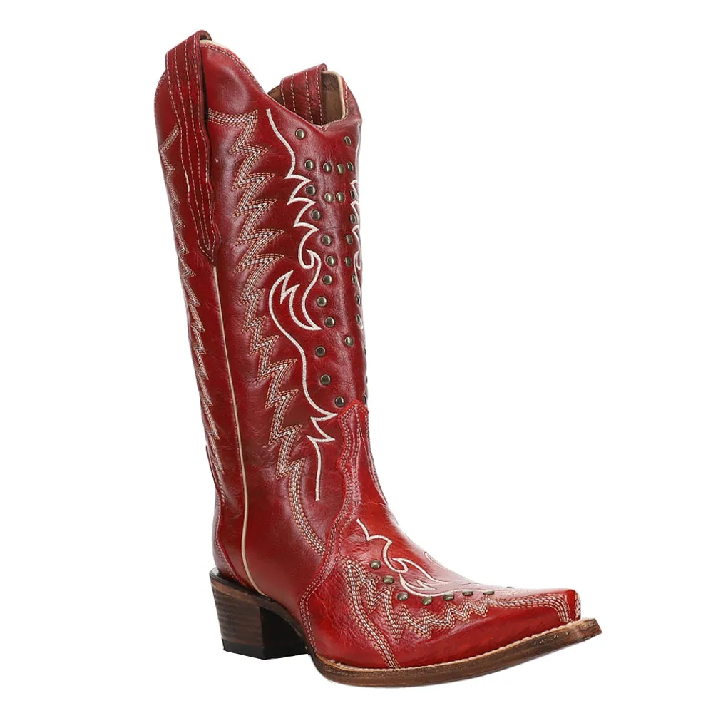 Embroidered And Studded Snip Toe Cowboy Boots