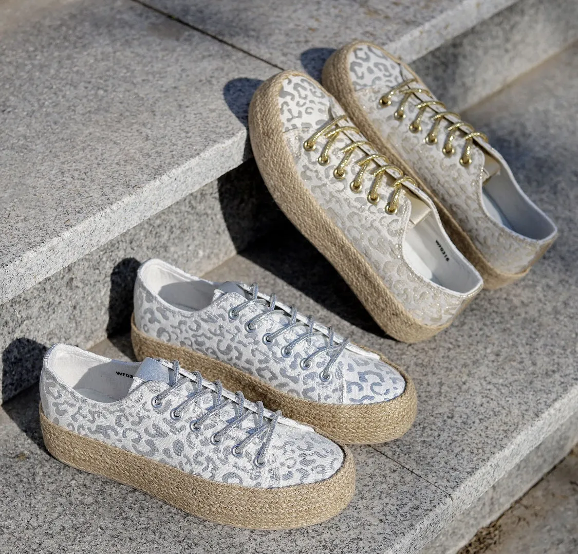 Espadrille Pumps - Metallic Leopard (Silver or Gold)