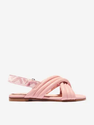 Fendi Girls Leather Logo Strap Sandals