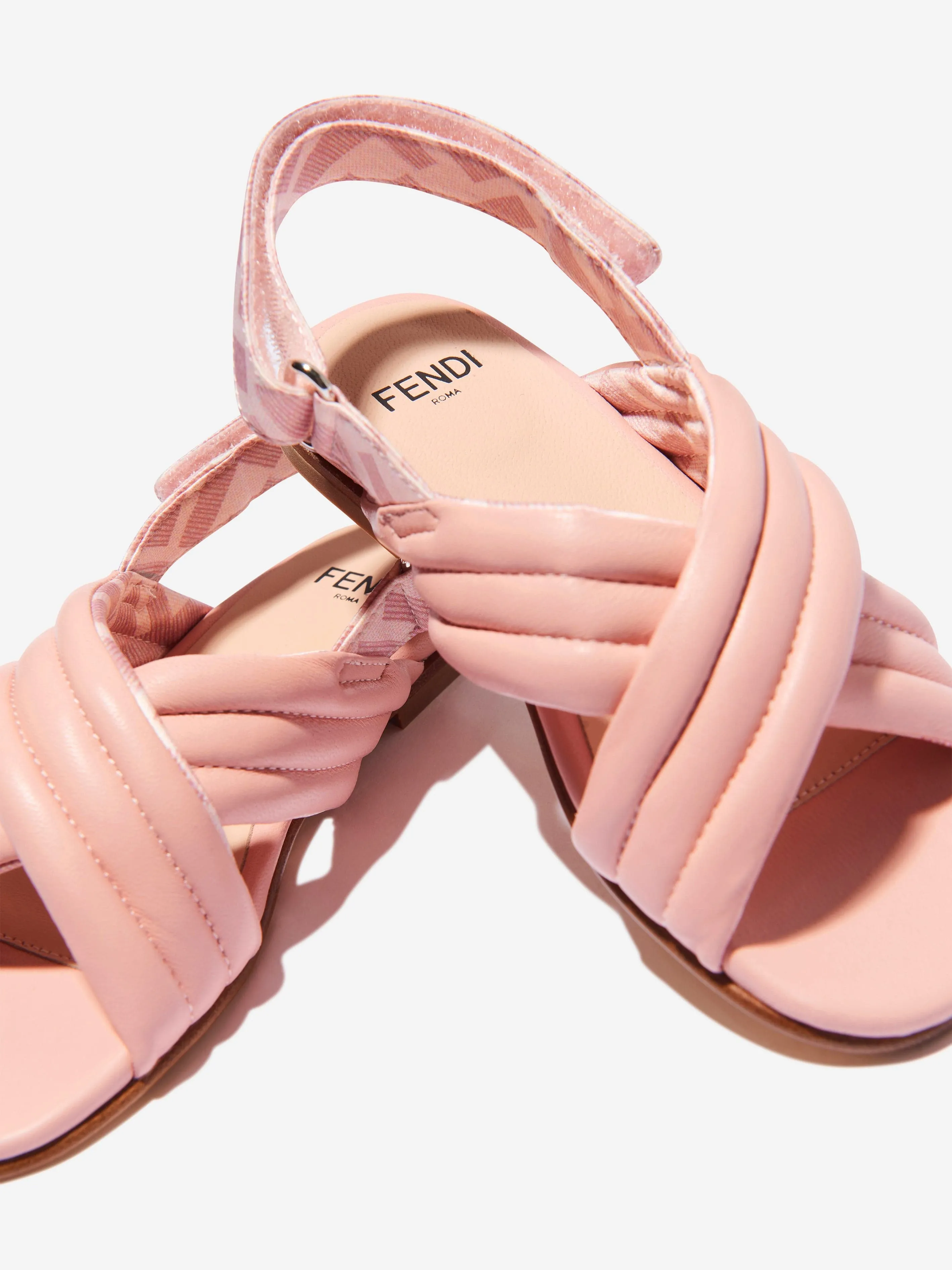 Fendi Girls Leather Logo Strap Sandals