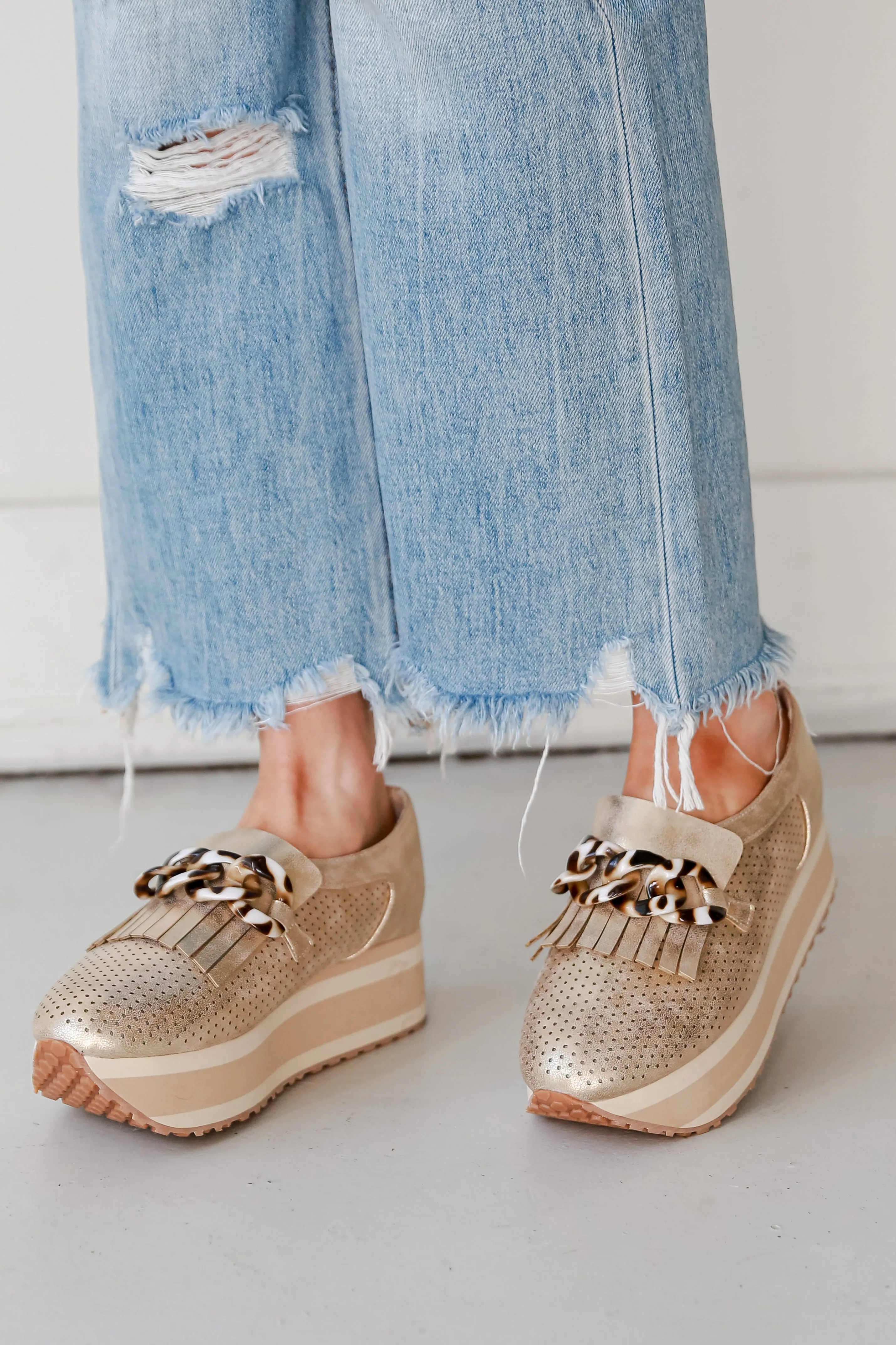 FINAL SALE - Teach You How Gold Platform Sneakers