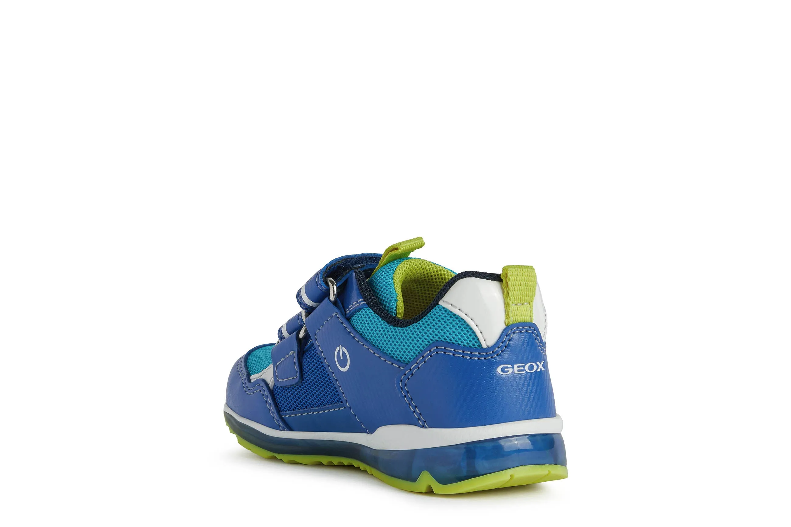 Geox Todo Shark Boys Royal Blue Lime Green Lights Trainer