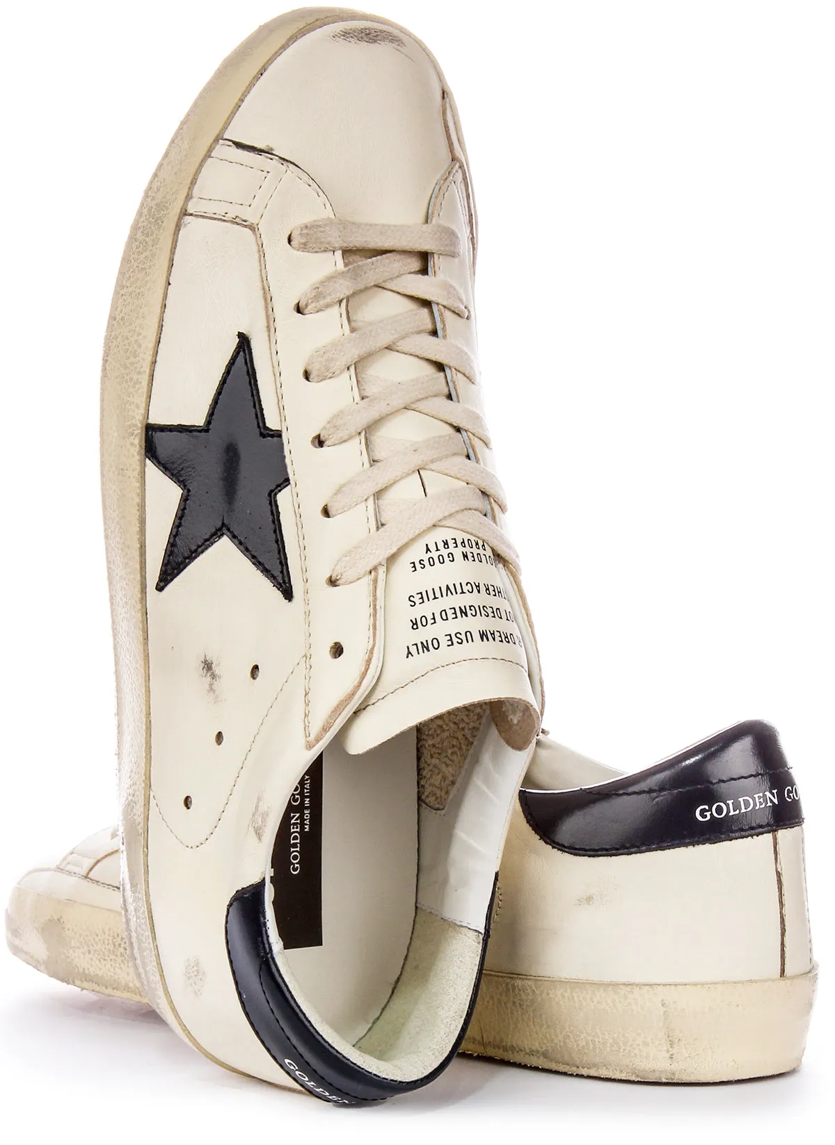 Golden Goose Super Star In Washed White Black For Men