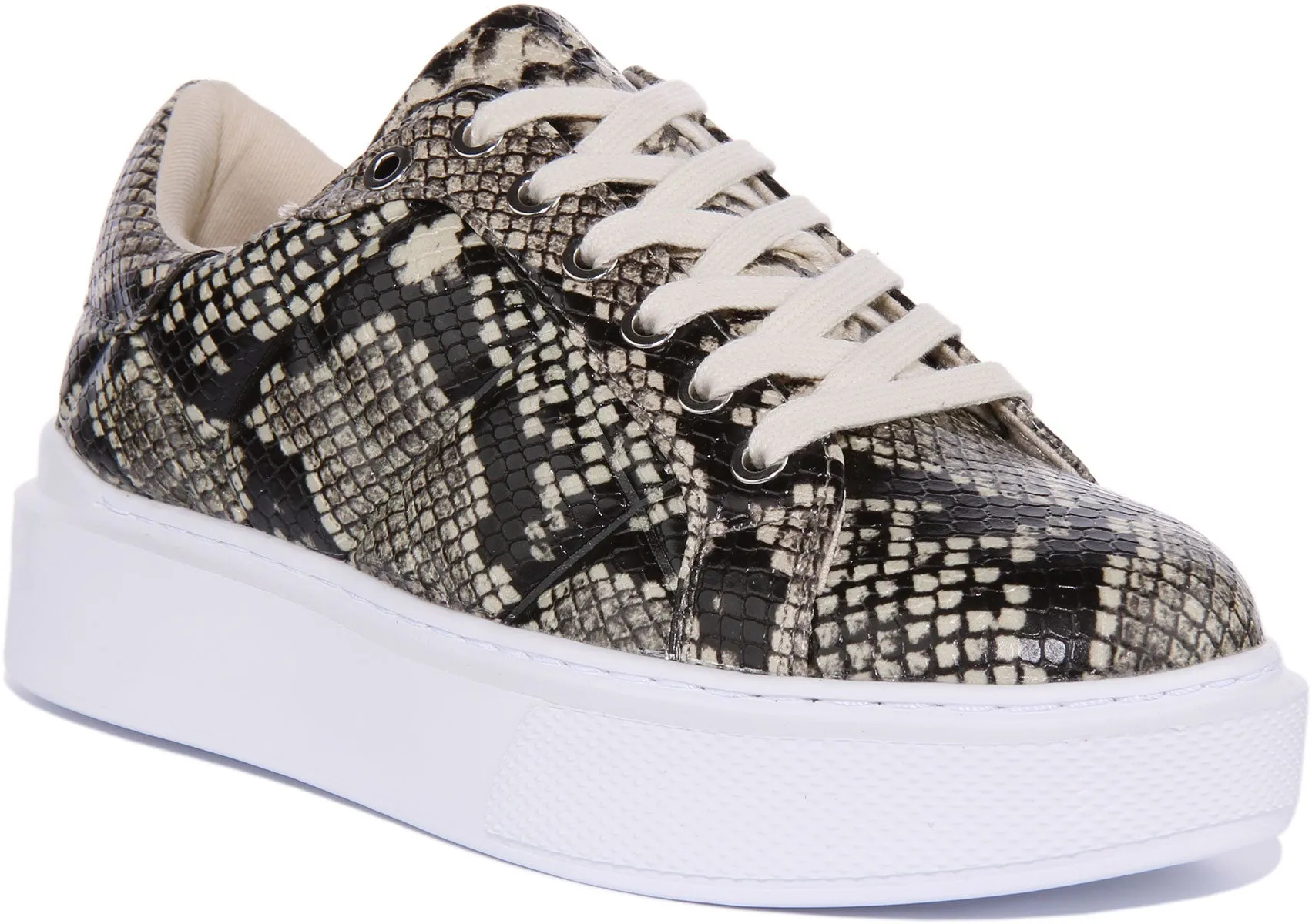 Guess Hilan Trainer In Black Grey Snake For Women