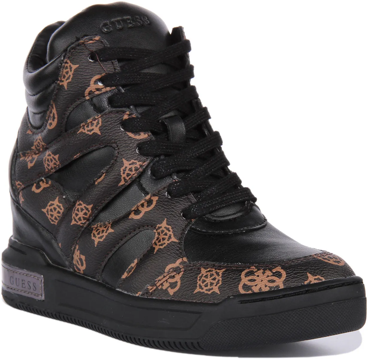 Guess Lisa Platform Trainer In Black Brown For Women