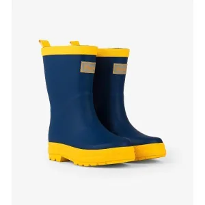 Hatley Navy & Yellow Kids Boys Rain Boots