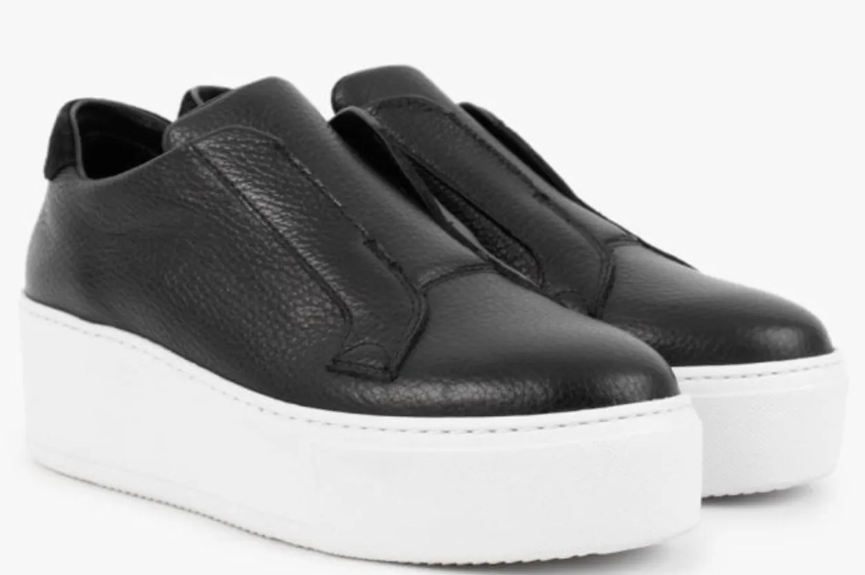 Jane Galland Black Leather Platform Trainers