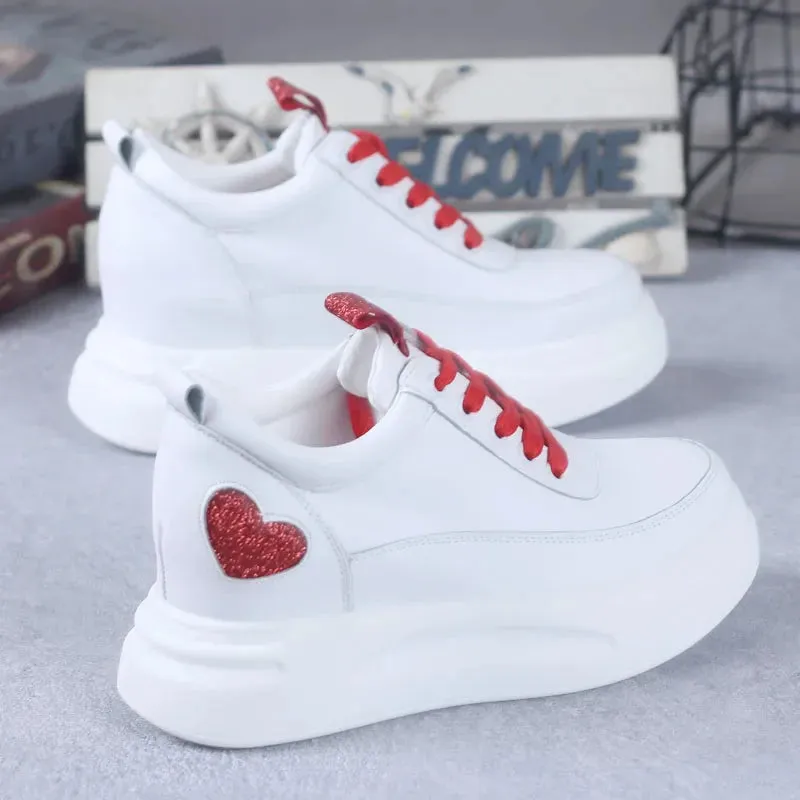 Joskaa 2024 New White Platform Sneakers Comfortable