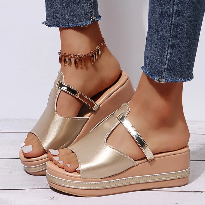 Joskaa Women Sandals 2024 Women Heels Sandals Slip On Wedges Shoes For Women Slippers Summer Sandalias Mujer Platform Sandals Shoes