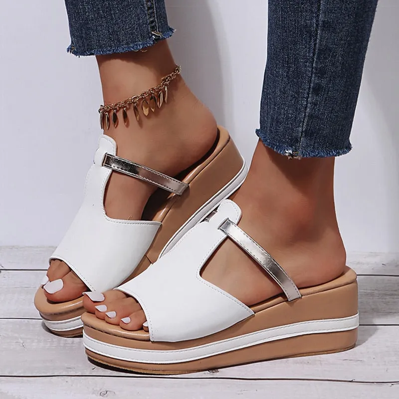 Joskaa Women Sandals 2024 Women Heels Sandals Slip On Wedges Shoes For Women Slippers Summer Sandalias Mujer Platform Sandals Shoes