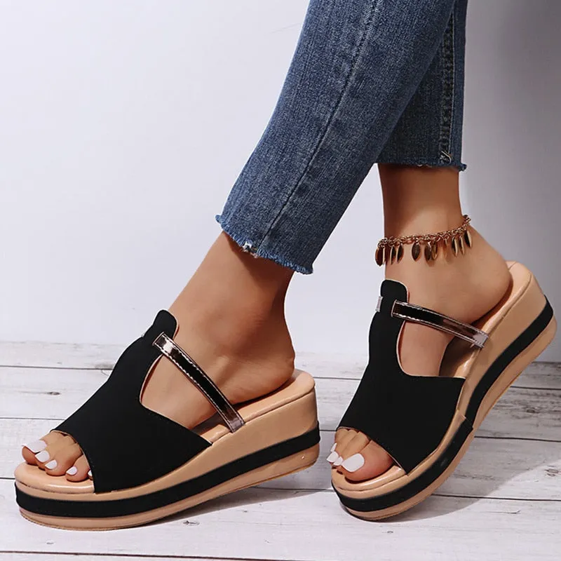 Joskaa Women Sandals 2024 Women Heels Sandals Slip On Wedges Shoes For Women Slippers Summer Sandalias Mujer Platform Sandals Shoes