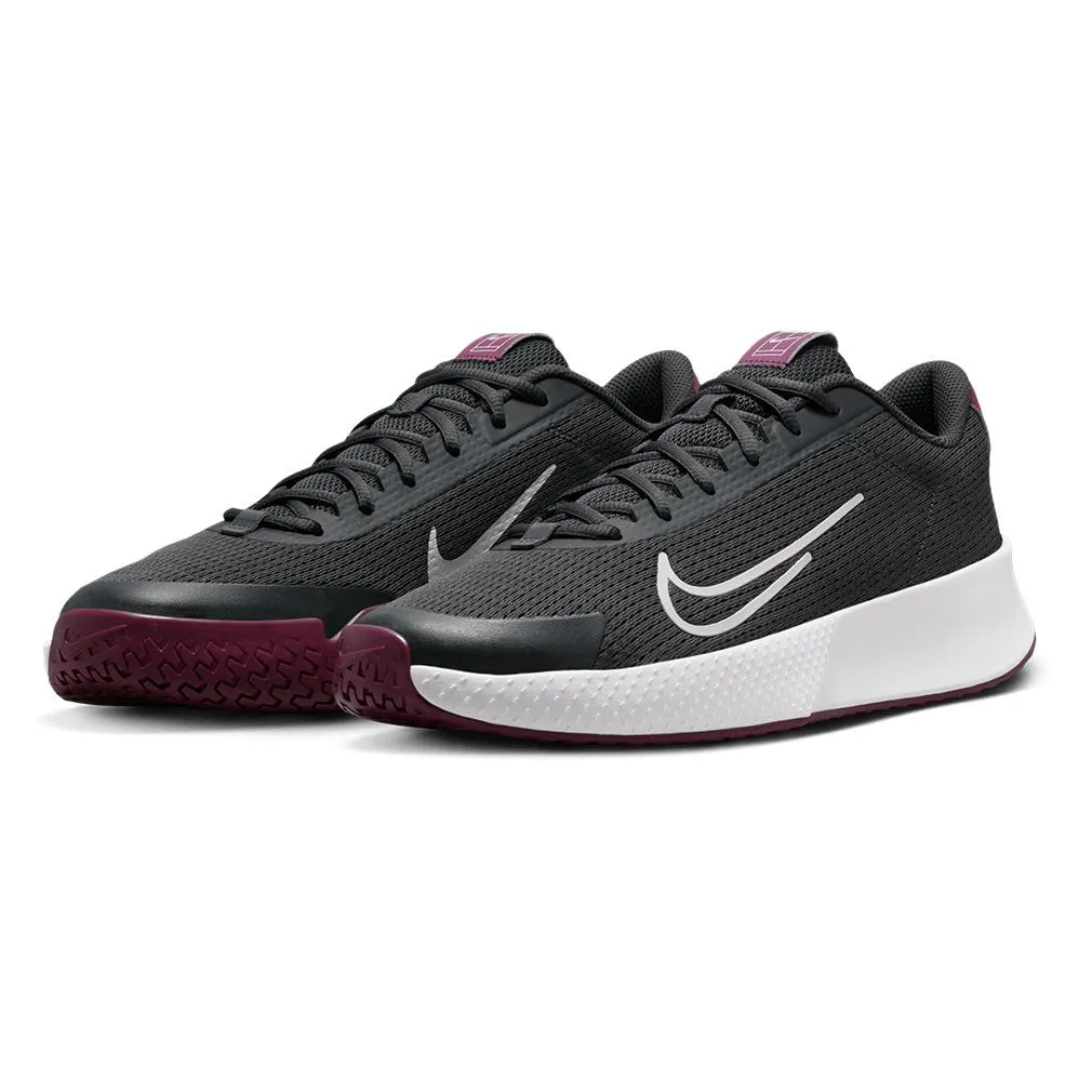 Juniors Vapor Lite 2 Tennis Shoes Dark Smoke Grey and Sangria