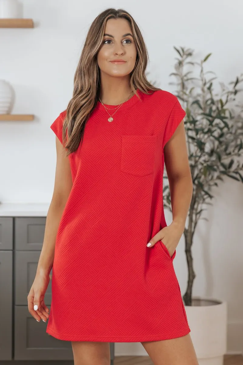 Kimberly Red Textured Mini Dress