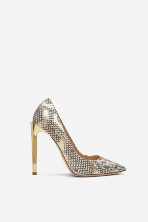 Light Grey Variegated Python with Light Gold Hardware