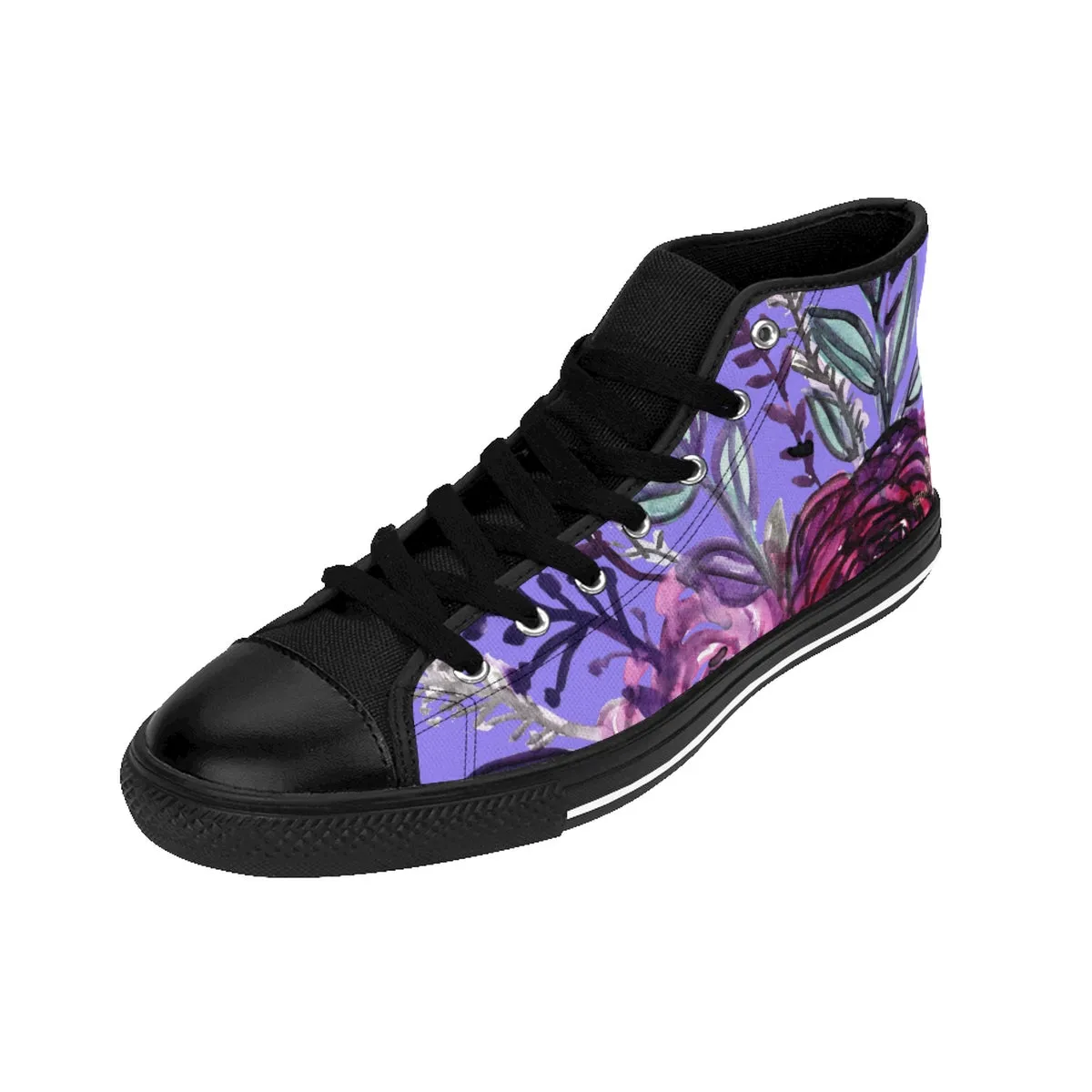 Light Purple Rose Men's Sneakers, Floral Print High-top Sneakers Running Best Tennis Shoes