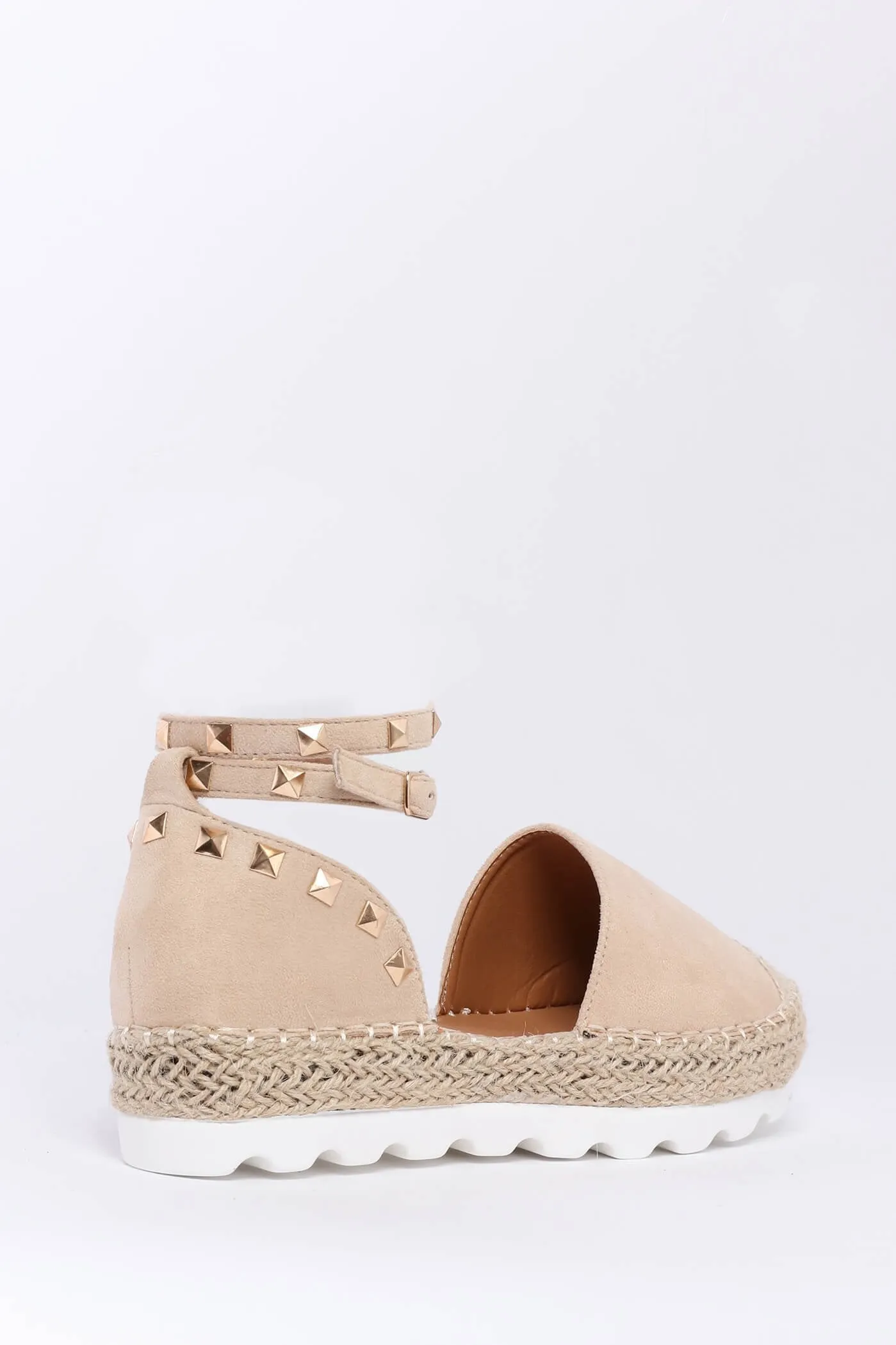 Lightcream Studded Flat Espadrilles