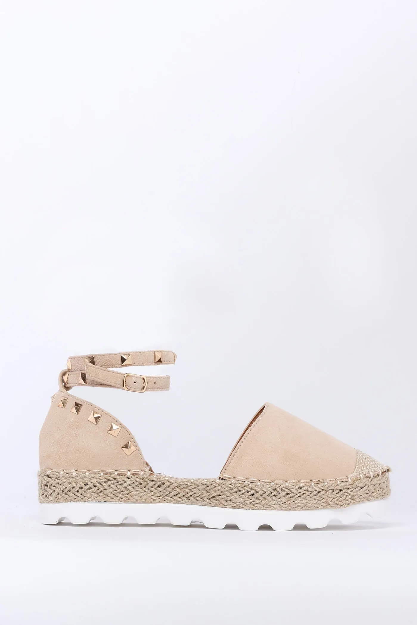 Lightcream Studded Flat Espadrilles