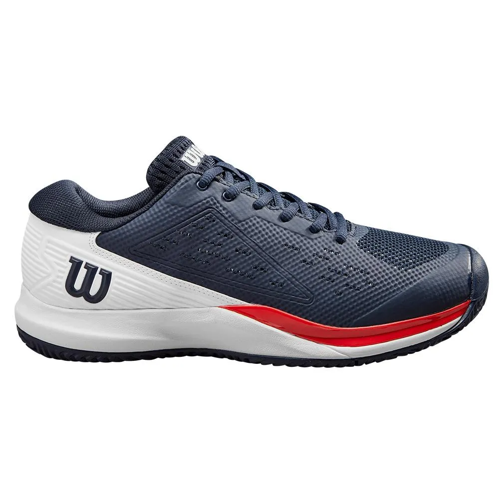 Men's Rush Pro Ace Wide Tennis Shoes Navy Blazer and White