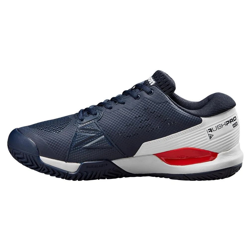 Men's Rush Pro Ace Wide Tennis Shoes Navy Blazer and White