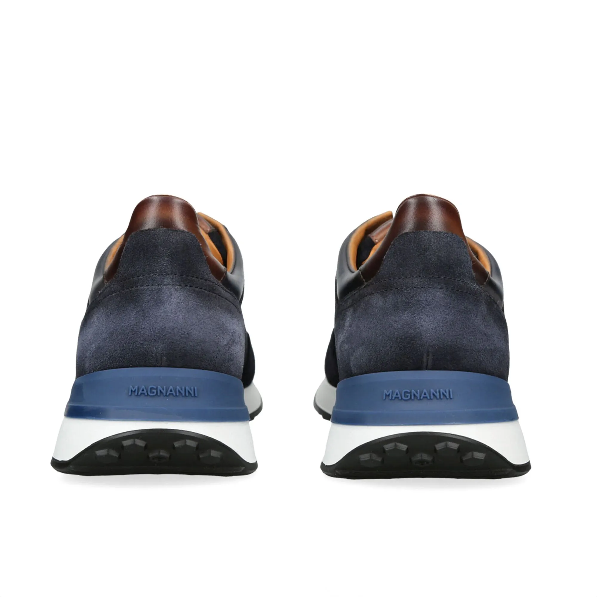 Navy Blue Sona II Leather Sneakers - Magnanni