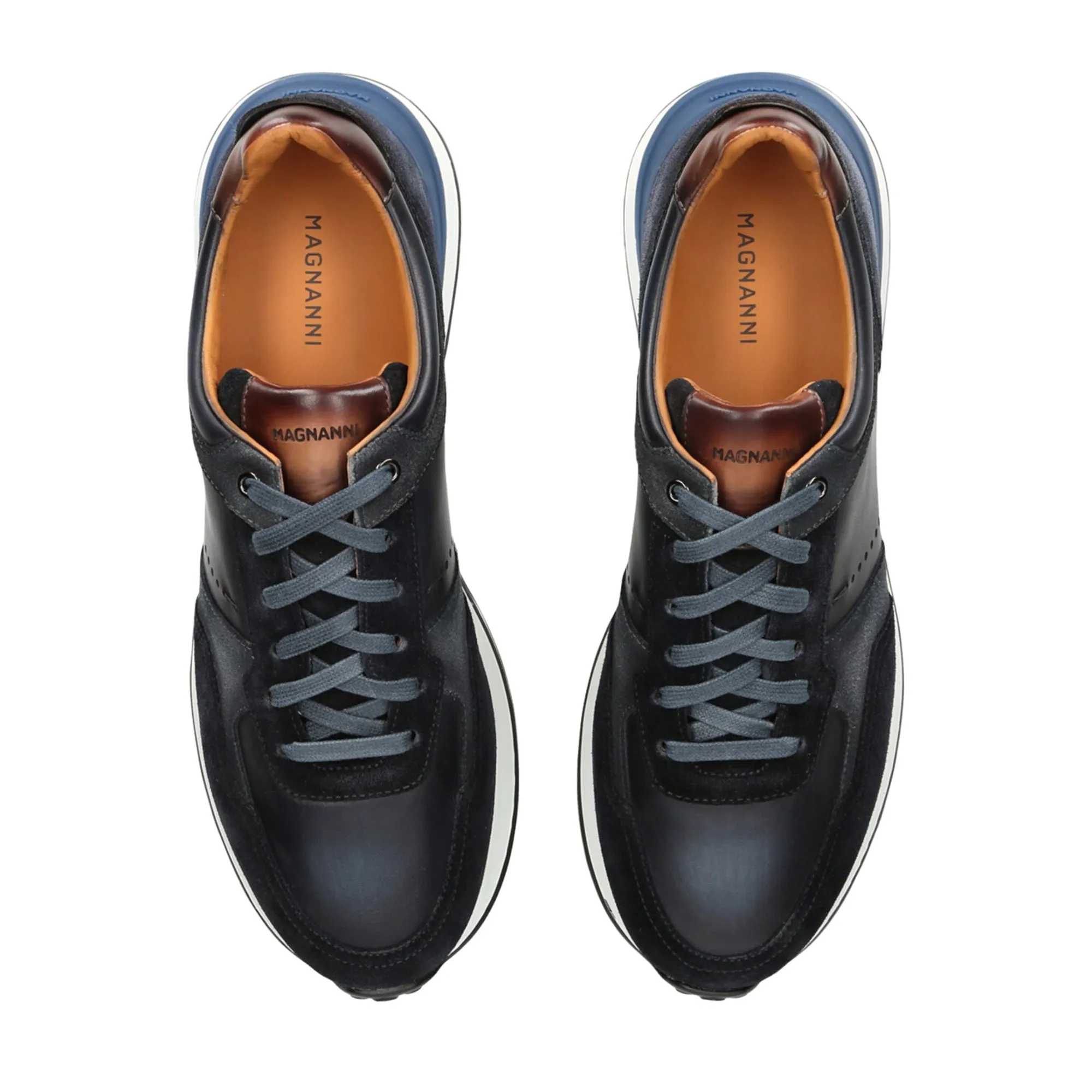 Navy Blue Sona II Leather Sneakers - Magnanni