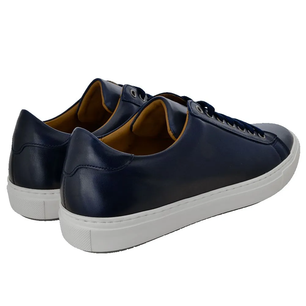 Navy leather sport shoes