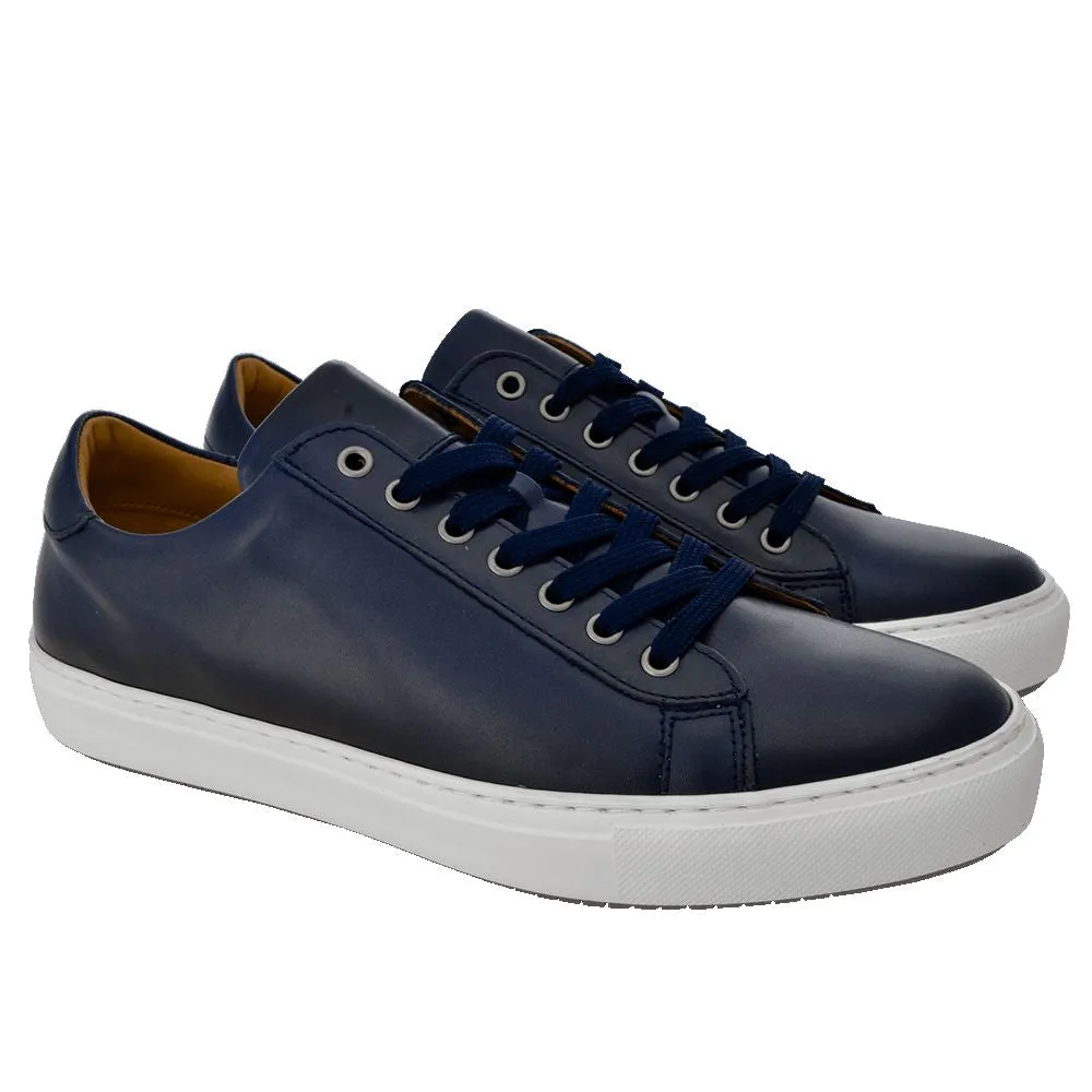 Navy leather sport shoes