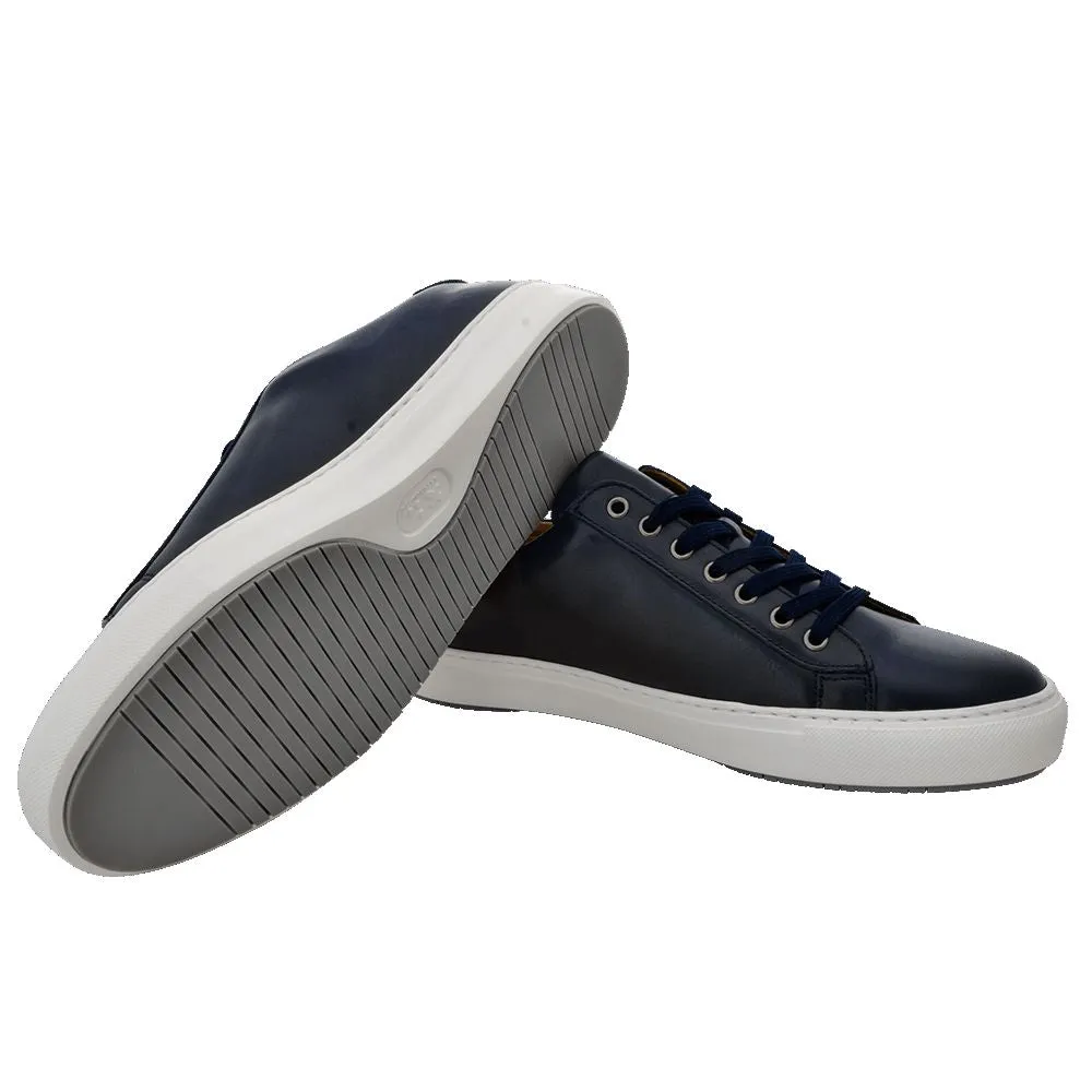 Navy leather sport shoes