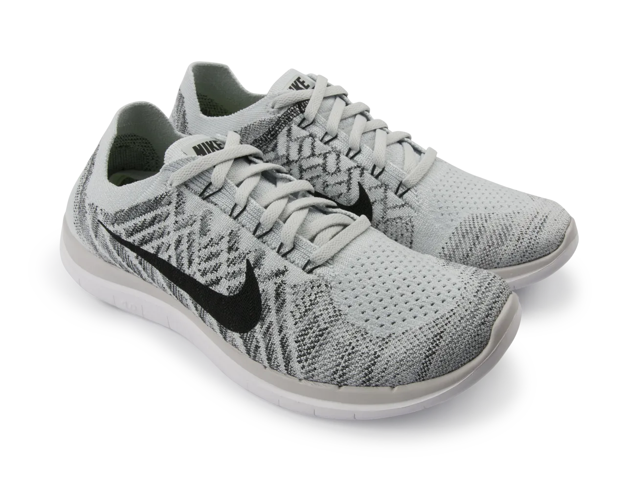 Nike Men's Free 4.0 Flyknit Running Shoes Pure Platinum/Black/White