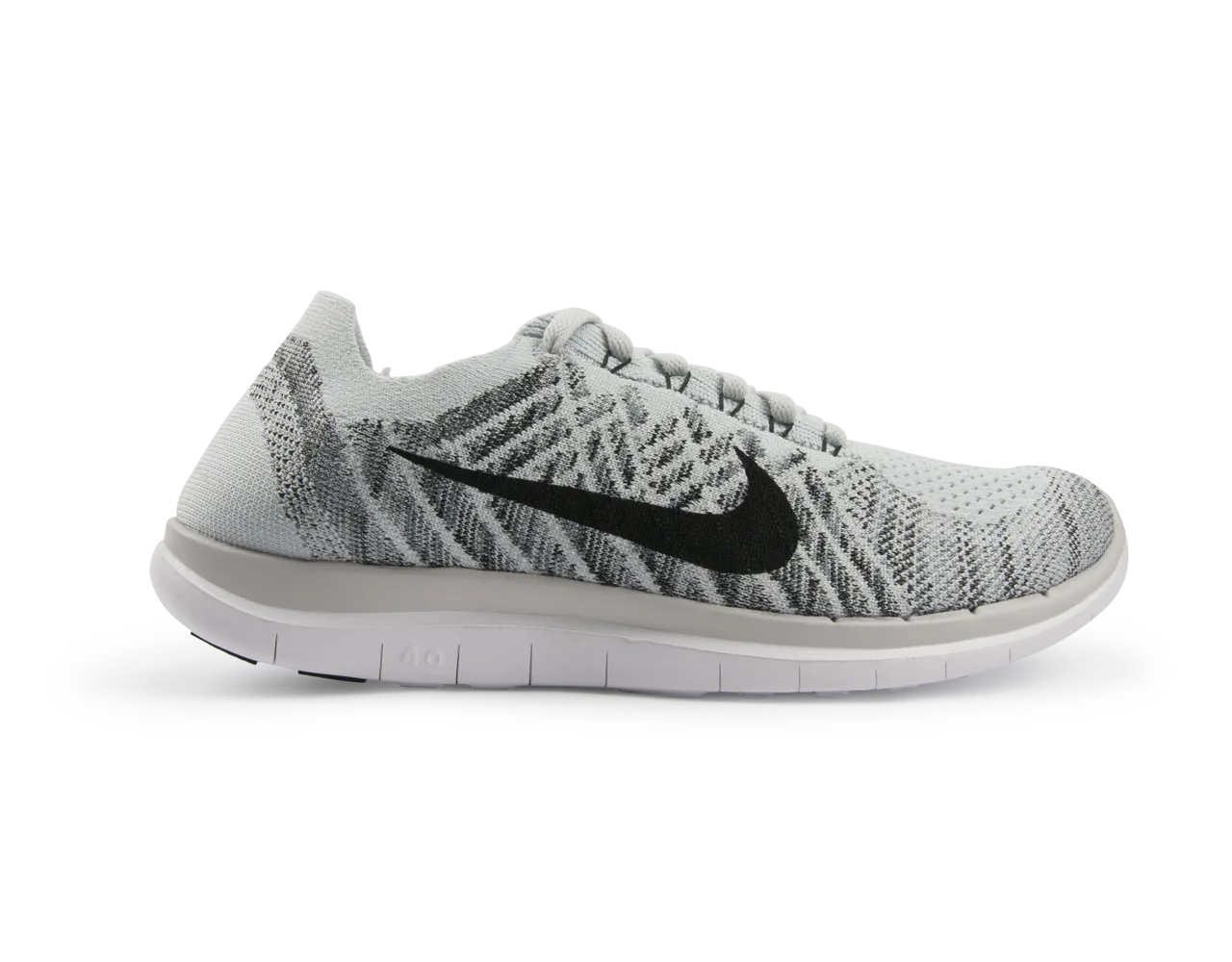 Nike Men's Free 4.0 Flyknit Running Shoes Pure Platinum/Black/White